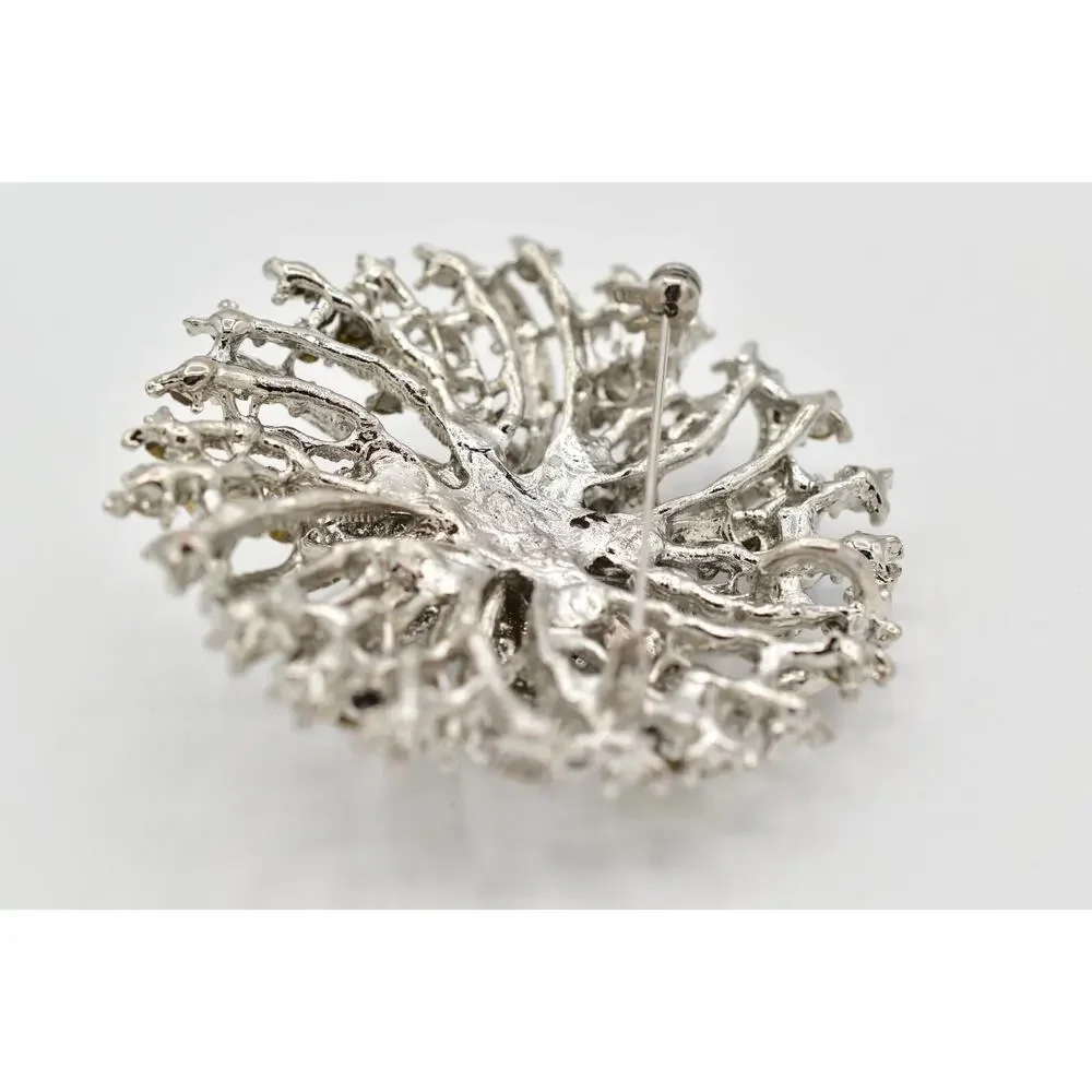 Vintage AB Aurora Borealis Rhinestone Flower Burst Brooch Pin Crystal Y2K A26